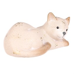 Kočka keramická - velká, barva světle béžová