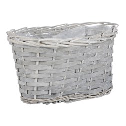 Obal dekorační proutěný s igelitem, barva šedá