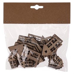 Domek dřevěný - mix velikostí, přírodní b., cena za balení (18 ks)