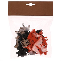 Strašidlené domečky - dřevěné, mix 3 barev a vel., cena za 1 sáček (18 ks).