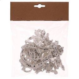 Houpací koníci - dřevěné přízdoby, mix 3 vel., bílé, cena za 1 sáček (18 ks).