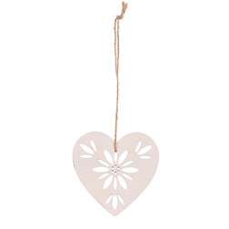 Srdíčka na pověšení - dřevěná, bílá barva, cena za 1 sáček (8 ks).