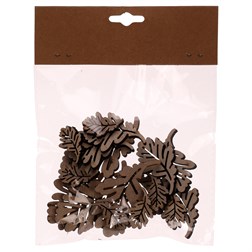 Dubové lístky - dřevěné, mix 3 vel., přírodní barva, cena za 1 sáček (18 ks).