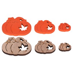 Dýně - dřevěné přízdoby, mix 2 barev a 3 vel., cena za 1 sáček (18 ks).