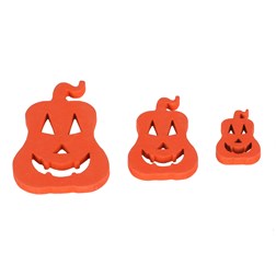 Dýně s obličejem - dřevěné, mix 3 barev a vel., cena za 1 sáček (18 ks).