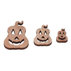 Dýně s obličejem - dřevěné, mix 3 barev a vel., cena za 1 sáček (18 ks).