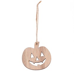 Dýně s obličejem na pověšení - dřevěné, mix 2 barev, cena za 1 sáček (8 ks).