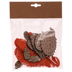 Ježci - dřevěné přízdoby, mix 2 barev a 3 vel., cena za 1 sáček (18 ks).