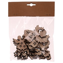 Andělé - dřevo, mix 3 vel., přírodní b., cena za balení (18 ks)