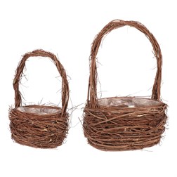 Obal proutěný - kulatý košík, přírodní, cena za sadu 2 ks