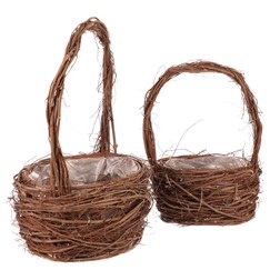Obal proutěný - kulatý košík, přírodní, cena za sadu 2 ks
