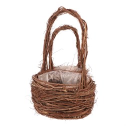 Obal proutěný - kulatý košík, přírodní, cena za sadu 2 ks