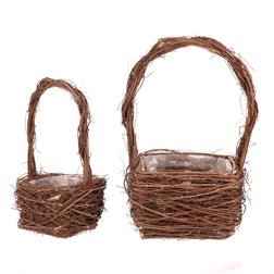 Obal proutěný - hranatý košík, přírodní, cena za sadu 2 ks