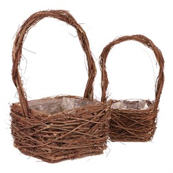 Obal proutěný - hranatý košík, přírodní, cena za sadu 2 ks