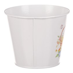 Kovový obal na květiny s velikonočním designem.