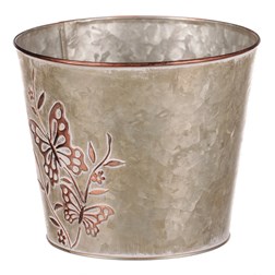 Kovový obal na květiny, design s motýly.