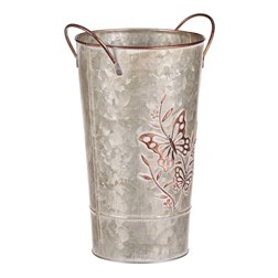 Kovová váza, design s motýly.