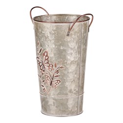 Kovová váza, design s motýly.