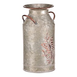 Kovová váza, design s motýly