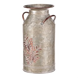 Kovová váza, design s motýly