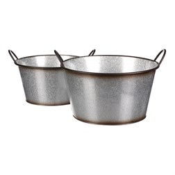 Kovový obal na květiny, sada 2ks, design s ptáčky.