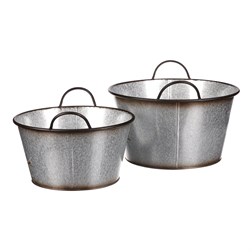 Kovový obal na květiny, sada 2ks, design s ptáčky.