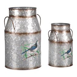 Kovová váza, sada 2ks, design s ptáčky.