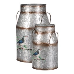 Kovová váza, sada 2ks, design s ptáčky.
