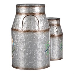 Kovová váza, sada 2ks, design s ptáčky.