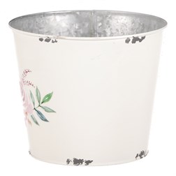 Kovový obal na květiny, design s růžemi.