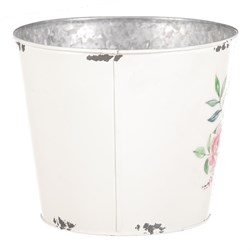 Kovový obal na květiny, design s růžemi.