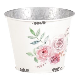 Kovový obal na květiny, design s růžemi.