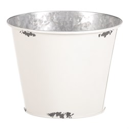 Kovový obal na květiny, design s růžemi.