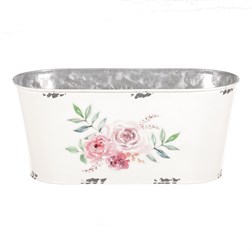 Kovový truhlík, design s růžemi.