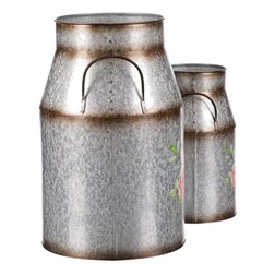 Kovová váza, sada 2ks. Design s růžemi.