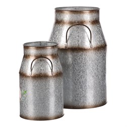 Kovová váza, sada 2ks. Design s růžemi.