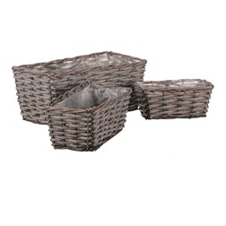 Truhlík proutěný, cena za sadu 3ks. Šedivá barva.