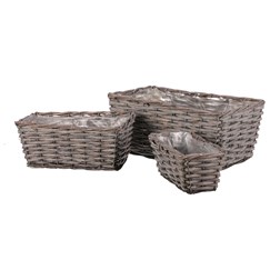 Truhlík proutěný, cena za sadu 3ks. Šedivá barva.