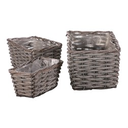 Truhlík proutěný, cena za sadu 3ks. Šedivá barva.