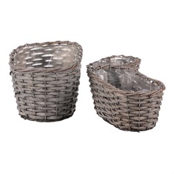 Truhlík oválný proutěný, cena za sadu 3ks.  Šedivá barva.