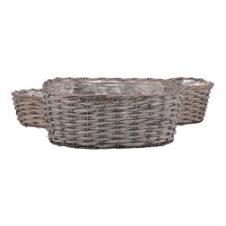 Truhlík oválný proutěný, cena za sadu 3ks.  Šedivá barva.