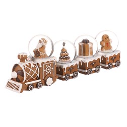 Perníkový vláček se 3 vagónky - polyresin, se sněžítky.