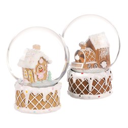 Sněžítko s perníkovým vláčkem či domečkem - polyresin, cena za 1 ks.