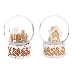 Sněžítko s perníkovým vláčkem či domečkem - polyresin, cena za 1 ks.