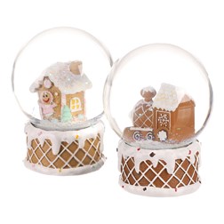 Sněžítko s perníkovým vláčkem či domečkem - polyresin, cena za 1 ks.