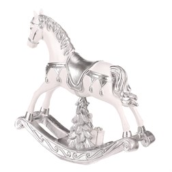 Houpací koník - polyresinová figurka, malá, barva bílo - stříbrná.