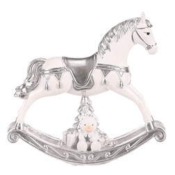 Houpací koník - polyresinová figurka, malá, barva bílo - stříbrná.