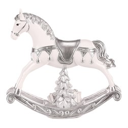 Houpací koník - polyresinová figurka, malá, barva bílo - stříbrná.