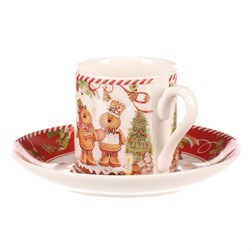 Hrnečky s podšálky - porcelán, dárkový set po 2 kusech, vánoční