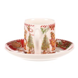 Hrnečky s podšálky - porcelán, dárkový set po 2 kusech, vánoční